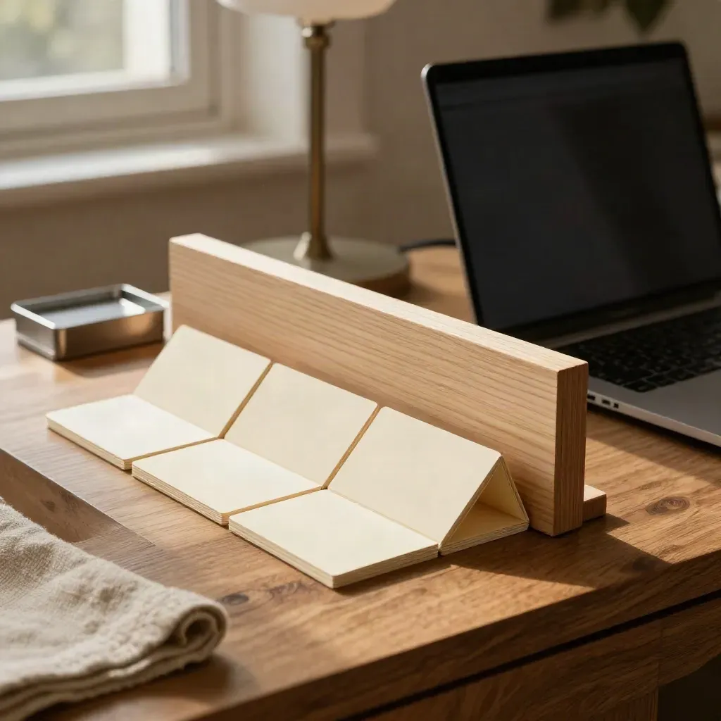 Card e laptop per la struttura del sito in un angolo caldo e luminoso.
