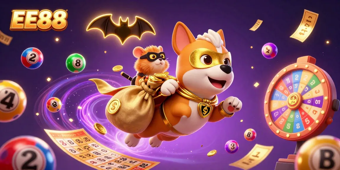 Engage with EE88 through an action-packed casino adventure featuring joyful characters and vibrant gaming elements.
