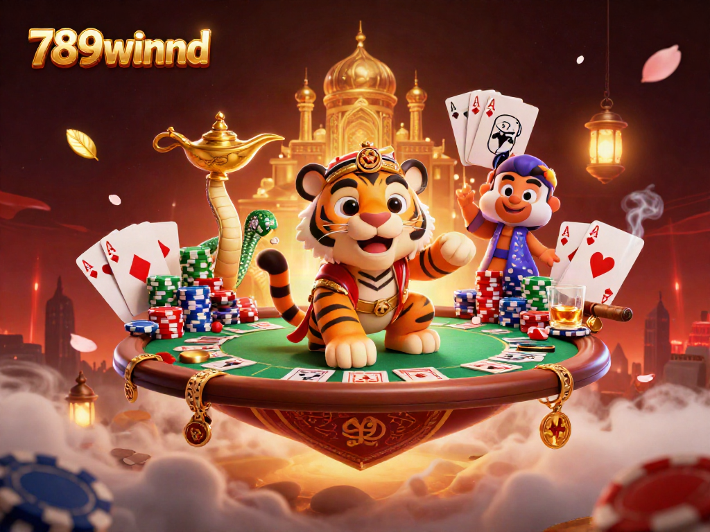 Experience thrilling gameplay at 789winnd with our vivid casino scene featuring poker elements and enchanting characters.